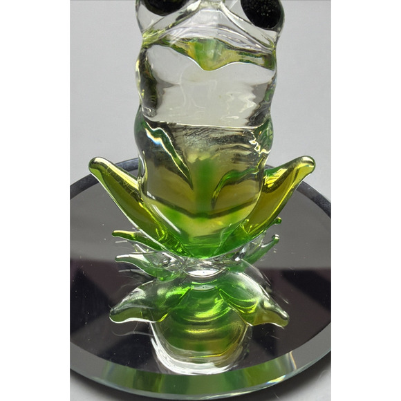 Vintage Glass Baron Green Frog On Mirror Smiling - Picture 5 of 12